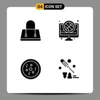 Set of Vector Solid Glyphs on Grid for bag dish basket live science Editable Vector Design Elements