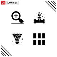 Editable Vector Line Pack of 4 Simple Solid Glyphs of magnifier shuttle pipe temperature sport Editable Vector Design Elements