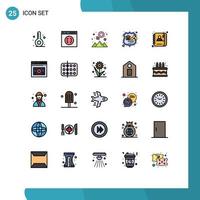 Pack of 25 Modern Filled line Flat Colors Signs and Symbols for Web Print Media such as employee storage achievement seo firewall Editable Vector Design Elements