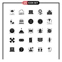 Modern Set of 25 Solid Glyphs Pictograph of zoom search data scan love Editable Vector Design Elements