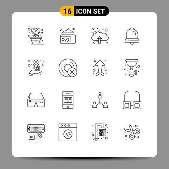 Outline Pack of 16 Universal Symbols of computers eight data day christmas Editable Vector Design Elements
