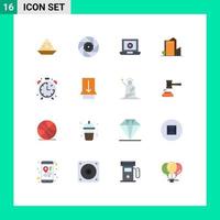 Group of 16 Modern Flat Colors Set for dormitory building entertainment love laptop Editable Pack of Creative Vector Design Elements