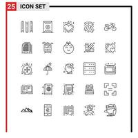 Line Pack of 25 Universal Symbols of building motorcycle christmas motorbike coffee Editable Vector Design Elements