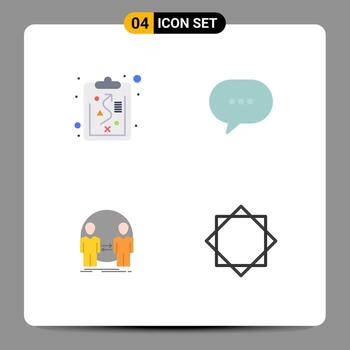 Modern Set of 4 Flat Icons and symbols such as clipboard user chat bubble duplicate Editable Vector Design Elements