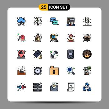 User Interface Pack of 25 Basic Filled line Flat Colors of cracker training bubble presentation reply Editable Vector Design Elements