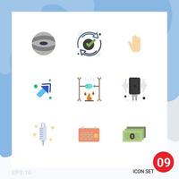 conjunto de 9 iconos de ui modernos símbolos signos para la cena de verano lenguaje corporal flecha derecha elementos de diseño vectorial editables vector