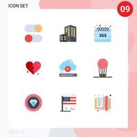 Modern Set of 9 Flat Colors and symbols such as file wedding all heart brokan Editable Vector Design Elements