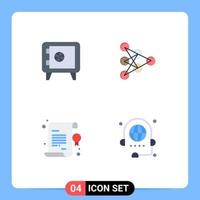 Set of 4 Vector Flat Icons on Grid for money diploma learning data call Editable Vector Design Elements