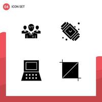 4 Creative Icons Modern Signs and Symbols of team fashion executive person watch Editable Vector Design Elements