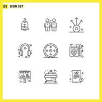 Group of 9 Outlines Signs and Symbols for service headphone deal customer export Editable Vector Design Elements