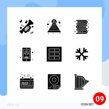 Modern Set of 9 Solid Glyphs and symbols such as layout design education user mobile Editable Vector Design Elements