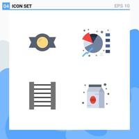 Mobile Interface Flat Icon Set of 4 Pictograms of bonbon coffee chart statistics pack Editable Vector Design Elements