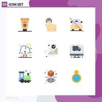 9 Thematic Vector Flat Colors and Editable Symbols of ok send disabled email cloud Editable Vector Design Elements