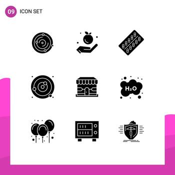 User Interface Pack of 9 Basic Solid Glyphs of ecommerce solar system pill planets orbiting orbit Editable Vector Design Elements