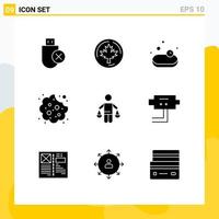 Editable Vector Line Pack of 9 Simple Solid Glyphs of conclusion food maple eat baby Editable Vector Design Elements