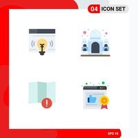 Pack of 4 Modern Flat Icons Signs and Symbols for Web Print Media such as interface map bulb taj mahal business Editable Vector Design Elements