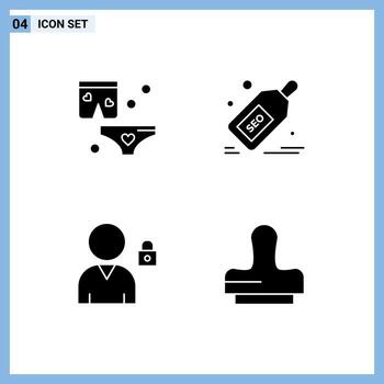 4 User Interface Solid Glyph Pack of modern Signs and Symbols of shats block wedding tag user Editable Vector Design Elements