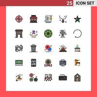 Group of 25 Filled line Flat Colors Signs and Symbols for star bangladesh checklist necklace fashion Editable Vector Design Elements