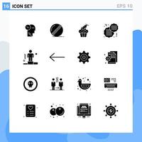 16 Universal Solid Glyphs Set for Web and Mobile Applications competitive fast cake food carrot Editable Vector Design Elements