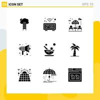 Pictogram Set of 9 Simple Solid Glyphs of sound education digital audio water Editable Vector Design Elements