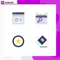 conjunto de 4 paquetes de iconos planos comerciales para elementos de diseño vectorial editables por el usuario del plan web favorito de palabras clave vector