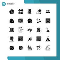 Set of 25 Modern UI Icons Symbols Signs for user add mobile time speed Editable Vector Design Elements