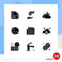 9 Universal Solid Glyphs Set for Web and Mobile Applications paper shop corrupt phone weather Editable Vector Design Elements