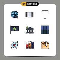 Set of 9 Modern UI Icons Symbols Signs for grid building style banking architecture Editable Vector Design Elements