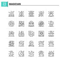 25 Magician icon set vector background