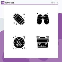 Set of 4 Commercial Solid Glyphs pack for accessorize dinner jewelry woman plate Editable Vector Design Elements