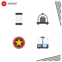 Set of 4 Vector Flat Icons on Grid for phone medal android luggage rank Editable Vector Design Elements