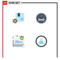 4 Flat Icon concept for Websites Mobile and Apps branding data secure gear fathers day secure Editable Vector Design Elements