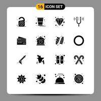 16 Creative Icons Modern Signs and Symbols of banking reference brilliant pitch fork Editable Vector Design Elements