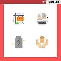 4 Creative Icons Modern Signs and Symbols of advertisement eco house education energy Editable Vector Design Elements