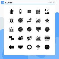 Modern Set of 25 Solid Glyphs and symbols such as worldwide domain safety address building Editable Vector Design Elements