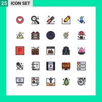 Universal Icon Symbols Group of 25 Modern Filled line Flat Colors of arrow text ui write tool Editable Vector Design Elements