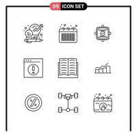 Set of 9 Vector Outlines on Grid for man businessmen note business card Editable Vector Design Elements