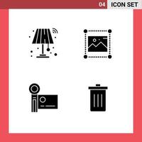 Modern Set of 4 Solid Glyphs and symbols such as interior camcorder wifi graphic handycam Editable Vector Design Elements