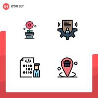 paquete de iconos de vectores de stock de 4 signos y símbolos de línea para el desarrollo de plantas programación de tarjetas elementos de diseño de vectores editables