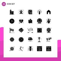 Mobile Interface Solid Glyph Set of 25 Pictograms of home medical holidays test recipe Editable Vector Design Elements