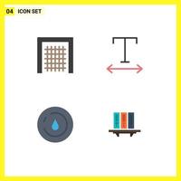 Group of 4 Modern Flat Icons Set for gate water sport energy archive Editable Vector Design Elements