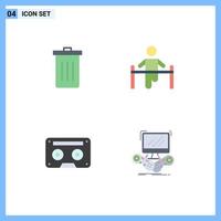 Universal Icon Symbols Group of 4 Modern Flat Icons of basket man garbage gym audio Editable Vector Design Elements