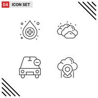 Modern Set of 4 Filledline Flat Colors and symbols such as antidote minus cloud car location Editable Vector Design Elements