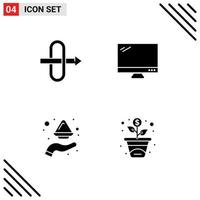 4 símbolos de signos de glifos sólidos universales de elementos de diseño de vector editables de polvo de pc de monitor de placa de puerta de enlace