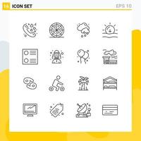 16 Universal Outline Signs Symbols of man harlequin weather radio button weather Editable Vector Design Elements