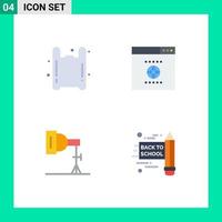 4 Universal Flat Icon Signs Symbols of bag photography pollution website school back to school Editable Vector Design Elements