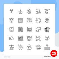 Mobile Interface Line Set of 25 Pictograms of board clothing king accessories hobby Editable Vector Design Elements