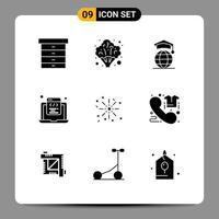 Set of 9 Modern UI Icons Symbols Signs for holiday web internet programming html Editable Vector Design Elements