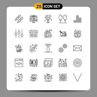 conjunto de 25 iconos de interfaz de usuario modernos signos de símbolos para controlar elementos de diseño vectorial editables de globo de música de vida del jugador vector