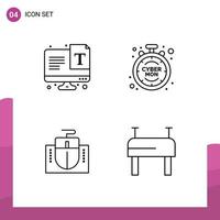 Universal Icon Symbols Group of 4 Modern Filledline Flat Colors of screen computer font limited education Editable Vector Design Elements